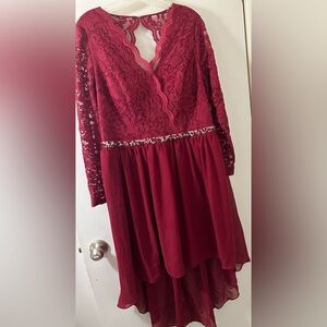 knee length dresses for ladies Belted Lace Midi Dress
